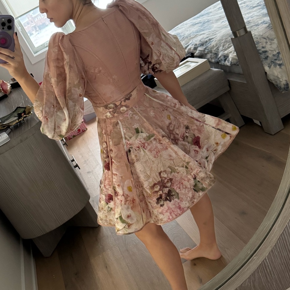 Zimmermann Blush Garden floral mini dress size 4 - Picture 7 of 10